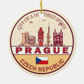 Prag Tschechische Stadt Skyline Emblem Keramik Ornament (Hinten)