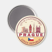 Prag Tschechische Stadt Skyline Emblem Magnet (Vorderseite/Rückseite)