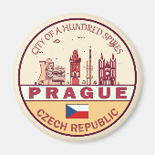Prag Tschechische Stadt Skyline Emblem Magnet (Vorne)