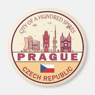 Prag Tschechische Stadt Skyline Emblem Magnet