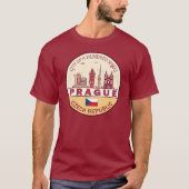 Prag Tschechische Stadt Skyline Emblem T-Shirt (Vorderseite)