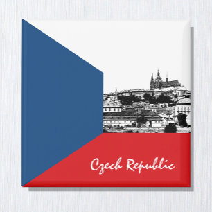 Prag und tschechische Flagge - historische Stadt / Magnet