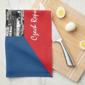 Prag und Tschechische Flagge - historische Tschech Geschirrtuch (Viertel Falte)