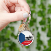 Prag und tschechische Flagge - historisches Tschec Schlüsselanhänger (Hand)