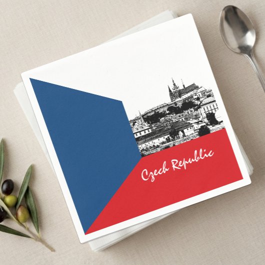 Prag und tschechische Flagge - historisches Tschec Serviette