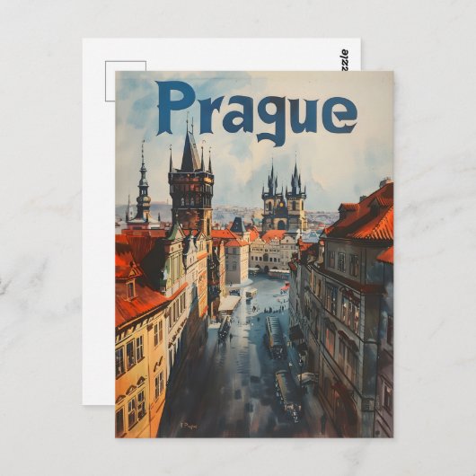 Prag Vintag Postkarte (Vorne/Hinten)