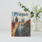 Prag Vintage Postkarte (Stehend Vorderseite)