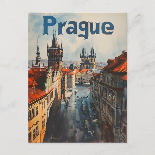 Prag Vintage Postkarte (Vorderseite)