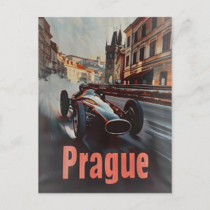 Prag Vintager Rennwagen Postkarte