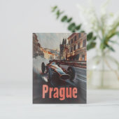 Prag Vintager Rennwagen Postkarte (Stehend Vorderseite)