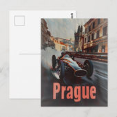 Prag Vintager Rennwagen Postkarte (Vorne/Hinten)