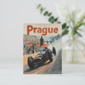 Prag Vintager Rennwagen Postkarte (Stehend Vorderseite)