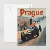 Prag Vintager Rennwagen Postkarte (Vorne/Hinten)