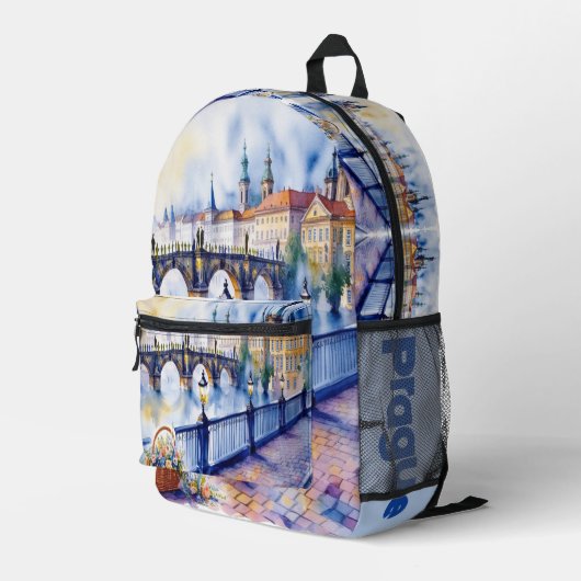 Prag - Wasserfarbskizze der Tschechischen Republik Bedruckter Rucksack (Rückseitige Ecke Rechts)