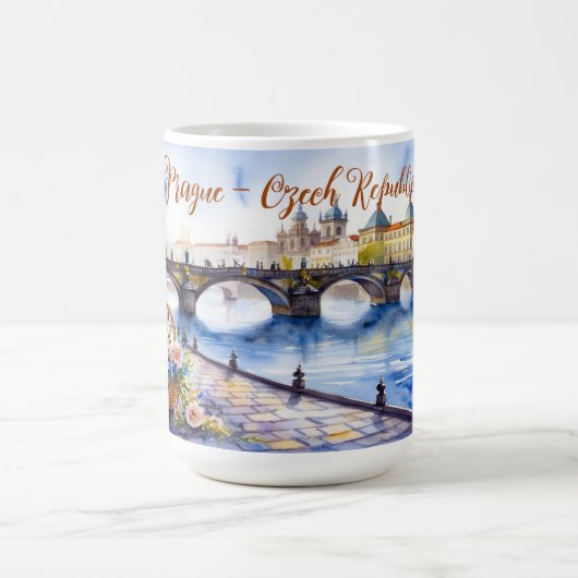 Prag - Wasserfarbskizze der Tschechischen Republik Kaffeetasse (Mittel)