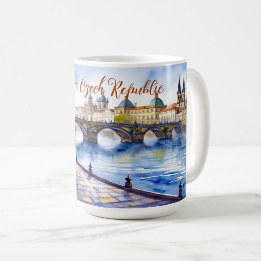 Prag - Wasserfarbskizze der Tschechischen Republik Kaffeetasse (VorderseiteRechts)