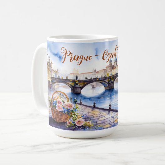 Prag - Wasserfarbskizze der Tschechischen Republik Kaffeetasse (Vorderseite Links)