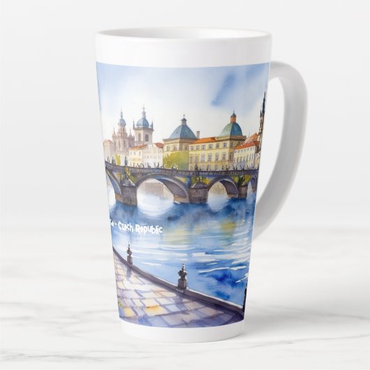 Prag - Wasserfarbskizze der Tschechischen Republik Milchtasse (Rechte Ecke)