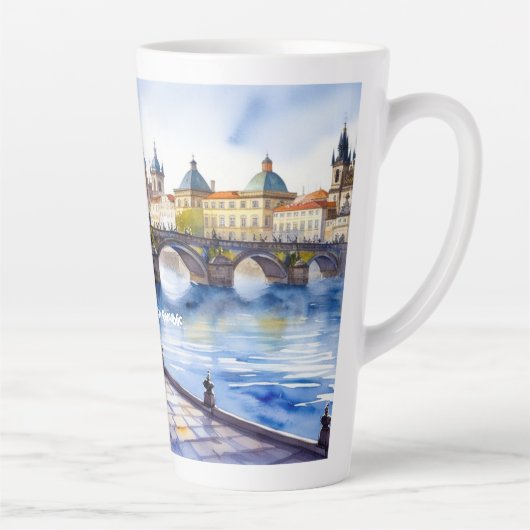 Prag - Wasserfarbskizze der Tschechischen Republik Milchtasse (Rechts)