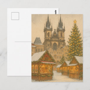 Prag-Weihnachtsferien-Kunstpostkarte – Winter Postkarte