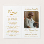 Prägante Gold Memorial Foto Folder Prayer Card (Außenseite Aufgefaltet)