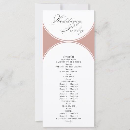 Prägantes Script-Rose-Gold-Arch-Hochzeitsprogramm (Rückseite)