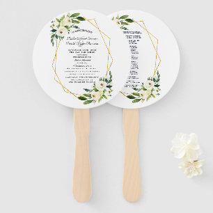 Prägantes White Floral Gold Rahmen Hochzeitsprogra Fächer