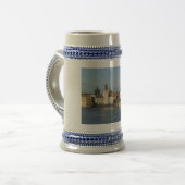 Pragblauer und weißer STein Bierglas (Vorderseite Links)