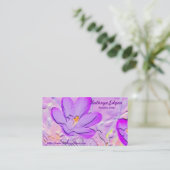 Prägeartige lila Krokus-Autorn-Geschäfts-Karten Visitenkarte (Stehend Vorderseite)