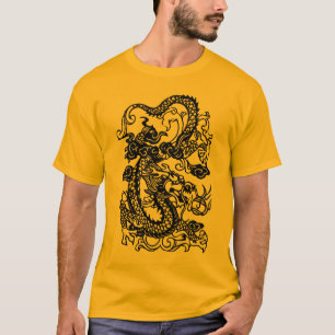 Prägeartiger Drache auf Mandarine-T-Shirt T-Shirt