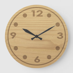 Prägeartiges Holz Große Wanduhr