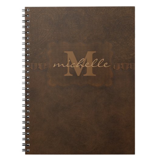 Prägeartiges Leder-Monogramm Paisleys Notizblock (Vorderseite)