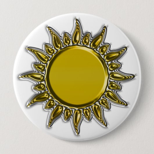 Prägeartiges metallisches Gold leuchtender Sun Button (Vorderseite)