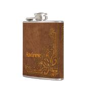 Prägeartiges Monogramm Browns Leder ähnliche Flachmann (Links)