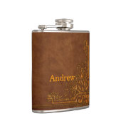 Prägeartiges Monogramm Browns Leder ähnliche Flachmann (Rechts)