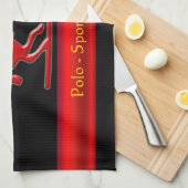 Prägeartiges Polo-Pony und Reiter, roter Handtuch (Viertel Falte)