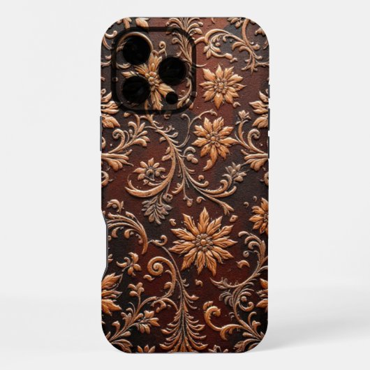 Prägeblumen-Lederdesign iPhone Hülle (Rückseite)