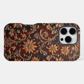 Prägeblumen-Lederdesign iPhone Hülle (Rückseite (Horizontal))