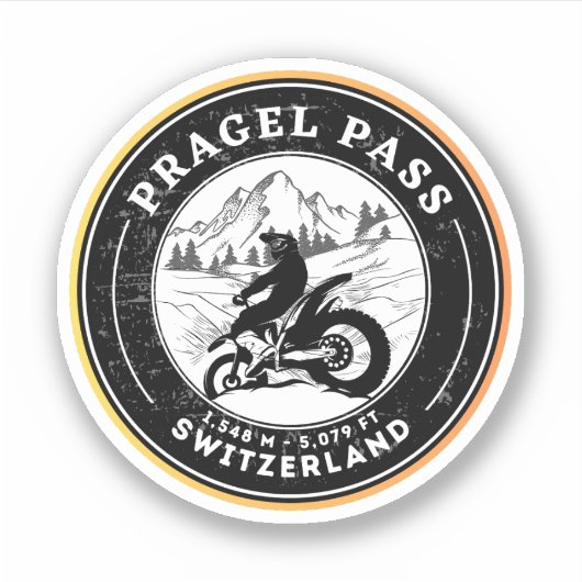 Pragel Pass - Schweizer Alpen Aufkleber (Vorderseite)