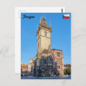 Prager Blick auf die astronomische Uhr Postkarte (Vorne/Hinten)