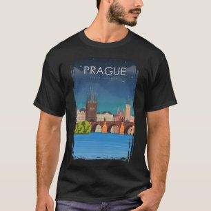 Prager Brücken der Tschechischen Republik Vintag M T-Shirt