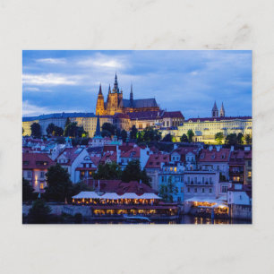 Prager Burg am Abend, Prag, Tschechien Postkarte
