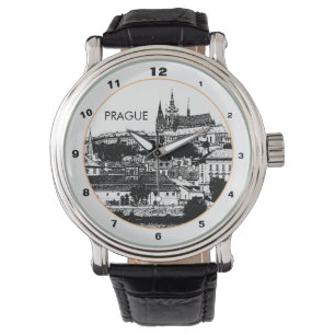 Prager Burg & Kathedrale, historische Stadt Art Armbanduhr