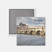Prager Burg und Souvenir-Foto der Karlsbrücke Magnet (Vorderseite/Rückseite)