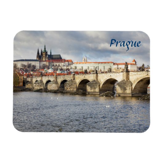 Prager Burg und Souvenir-Foto der Karlsbrücke Magnet (Horizontal)
