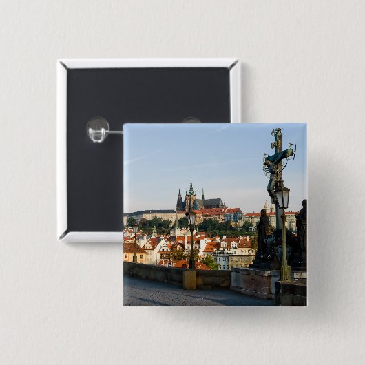 Prager Burgblick von der Karlsbrücke, Tschechien R Button (Vorne & Hinten)