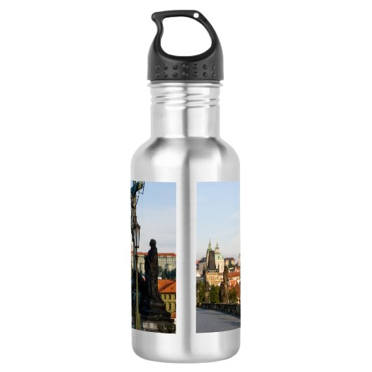 Prager Burgblick von der Karlsbrücke, Tschechien R Edelstahlflasche (Rückseite)