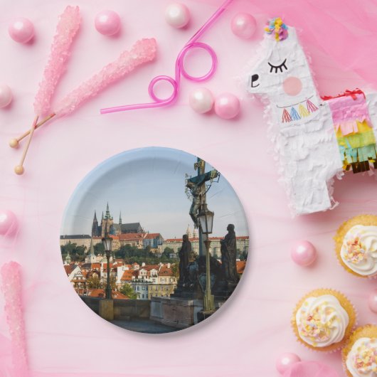 Prager Burgblick von der Karlsbrücke, Tschechien R Pappteller (Party)