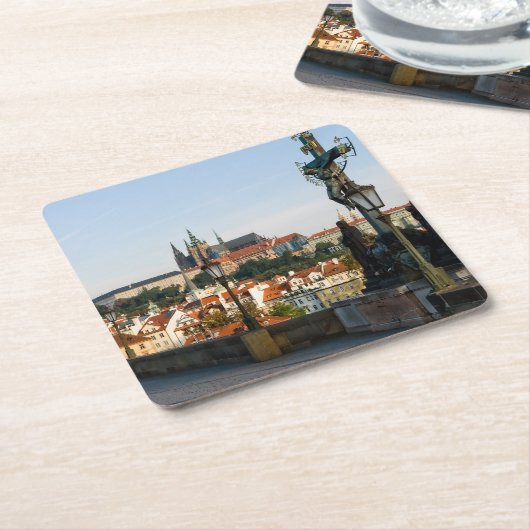 Prager Burgblick von der Karlsbrücke, Tschechien R Rechteckiger Pappuntersetzer (angewinkelt)