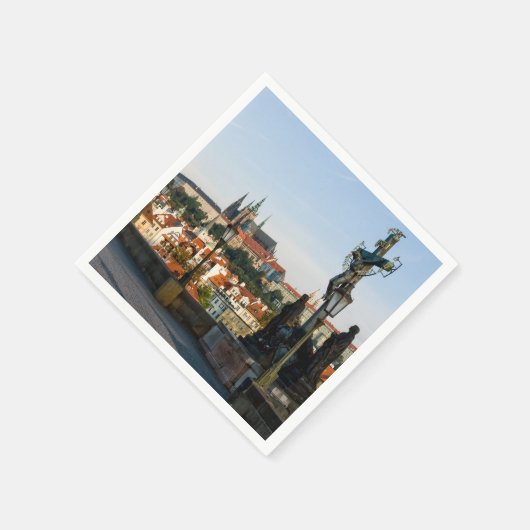 Prager Burgblick von der Karlsbrücke, Tschechien R Serviette (Ecke)